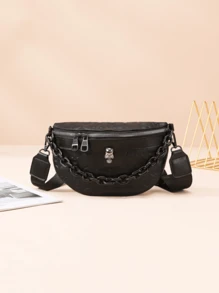 New All-In-One Fashion Chest Bag Retro Personalized Crossbody Bag Korean Version, Y2k Bag, 2000s Fashion Style, Gothic Punk Bag For Women, Vintage Bag For Women , Punk - Black - View 7