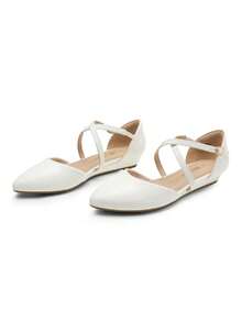Women's Flats Shoes Slip-On Low Wedge Heeled Ankle Strap Pointed Toe Flats Shoes Dressy Comfortable Casual  Dress Business Office Working - trắng - Xem 2