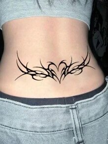 1 Miếng PVC Không thấm nước & Chống mồ hôi Hình xăm dán tạm thời Đối với Châu Âu và Châu Mỹ Phong cách ins Cô gái Elf Những trái tim , Hoa & Cánh In , Đúng mốt Và Mát mẻ , Thích hợp Đối với Sử dụng hàng ngày Hợp thời Con người - màu đen - Xem 4