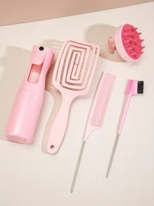 WANMEI 5pcs Hair Styling Brush Set, Including Edge Control Brush, Teasing Brush, Styling Tail Comb, Volumizing Ponytail Brush, Eyebrow Brush, Makeup Brush Set, Eyelash Comb, Eyelash Separator, Eyelash Extension Tool, Hair Brush, Comb, Back Brush, Hair Brush, Edge Brush, Hair Brush Set, Comb, Mini Hair Brush, Detangling Brush, Hair Brush, Hairstylist, Hairdressing Equipment, Hairstyle, Hairdressing, Hair Brush, Brush Set, Comb, Curling Brush, Detangling Brush, Ladies Hair Brush, Hairstylist Accessories, Hairdressing Salon, Hairdressing Equipment - Pink - View 4