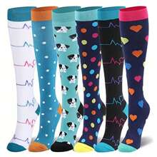 Sports Outdoor 6 Pairs Copper Compression Socks For Women And Men Circulation-Best Support For Medical, Running,Nursing,Athletic - Multicolor - View 2