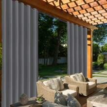 Waterproof Outdoor Blackout Curtains Patio Thermal Insulated Sun Blocking Drapes Curtain Privacy For Outside Garden Porch Pergola Yard Pool - Màu xám đen - Xem 6
