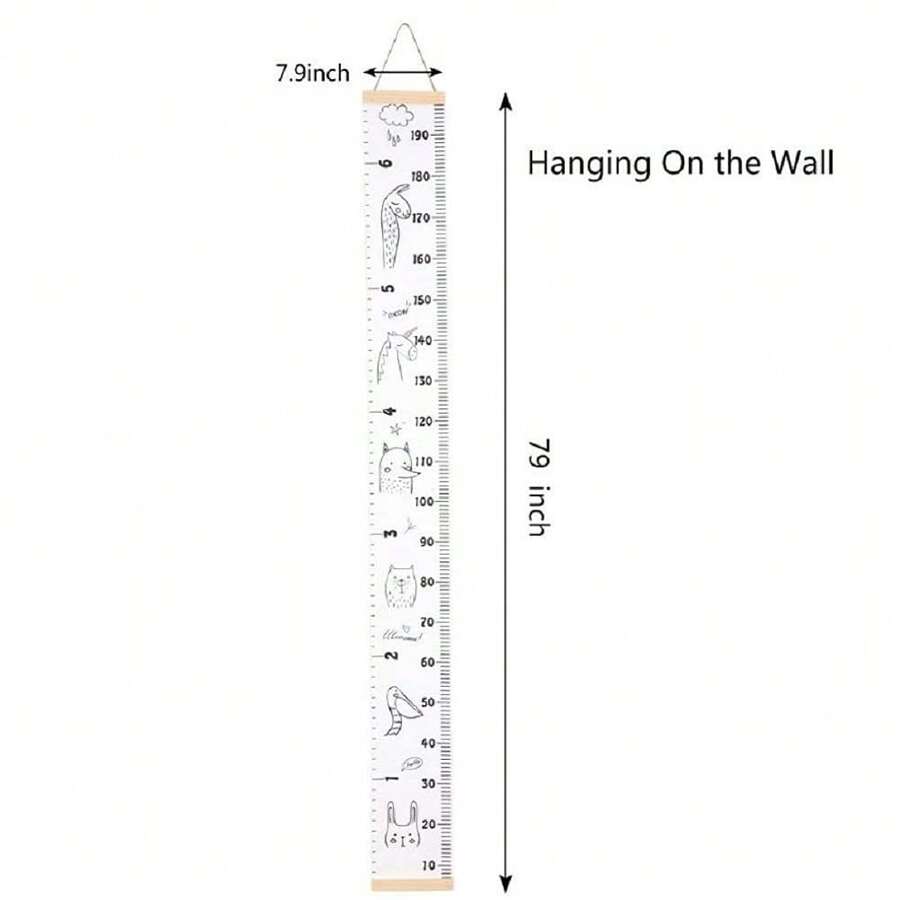 Child Growth Ruler Wood Kids Growth Chart Wood Frame Fabric Canvas ...