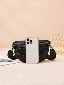 New All-In-One Fashion Chest Bag Retro Personalized Crossbody Bag Korean Version, Y2k Bag, 2000s Fashion Style, Gothic Punk Bag For Women, Vintage Bag For Women , Punk - Black - View 9