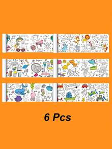 Livro De Colorir Temático De Desenho Para Crianças Engrossado - 6 Temas Para Prática E Treinamento De Arte Pré-escolar - Livro De Colorir, Livro De Desenho - Multicolorido - Visão 7