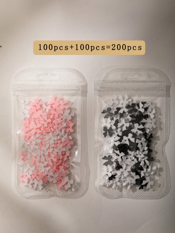 200pcs/Set Multicolor Bowknot 3D Nail Decoration DIY Fall Y2K Goth  Halloween Female Cute Matte Small Butterfly Christmas Art Nail Accessories