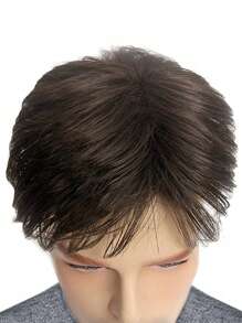 1pc Dark Color Short Hair Topper, Clip-In Hair Extension, Used To Cover White Hair - Black - View 8