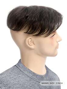 1pc Dark Color Short Hair Topper, Clip-In Hair Extension, Used To Cover White Hair - Black - View 6