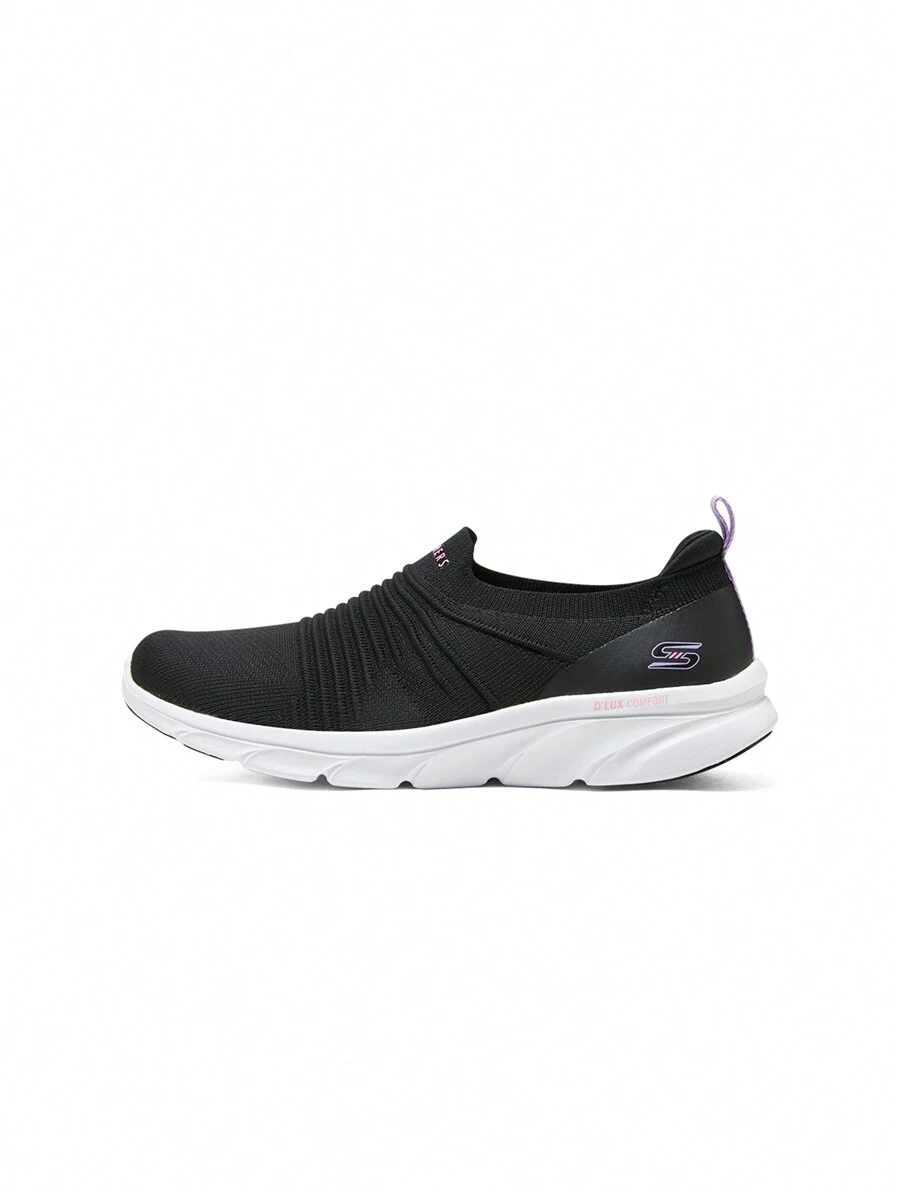 Skechers 女士休闲便鞋轻便鞋黑色 104339-BKW - 黑與白 - 查看 1