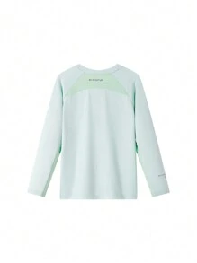 Annil Ropa deportiva de primavera para niñas preadolescentes, parte superior para correr de secado rápido, camiseta de cuello redondo de manga larga