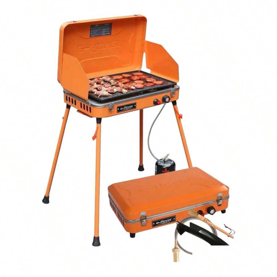 Asador Gas Portátil Brasero Parrilla, Maletín, Acero Inoxidable, Plegable, Brasero Parrilla Portátil Para Carne Asada, Grill De Acero Para Exteriores, Parrilla Con Tapa Acero Inoxidable