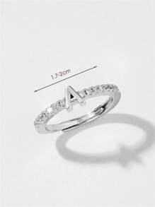 1pc Fashion Luxury Elegant Letter A-Z Zirconia Crystal Initial Rings, Versatile Gift Rings Suitable For Students, Friends & Family, Euopean & American Style Young People Jewelry - Silver - View 4
