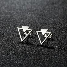 1 Pair New Stainless Steel Geometric  Stud Earrings For Women Everyday Tiny Moon Star Earrings Birthday Gift Jewelry