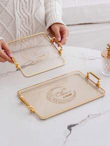 1 pieza Bandeja con patrón de Ramadán, bandeja decorativa para servir pasteles, frutas, aperitivos, vajilla, adecuada para celebraciones, bodas - Camel - Ver 8