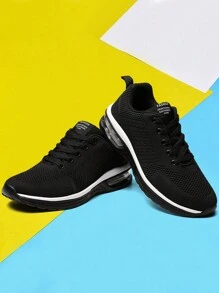 Men's Fashion Breathable Sports Fly Knitting Casual Shoes - màu đen - Xem 5
