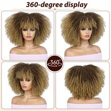 14 Inch Blonde Short Curly Wig with Bangs Small Curly Women's Synthetic Hair Heat Resistant Replacement Wigs Fashionable Bomb Curly Wigs - Apricot - View 4