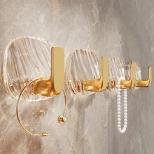 4/8 Móc treo đồ sang trọng màu vàng có keo dán, không cần đục lỗ, dùng để treo quần áo trên móc treo, tường, nhà bếp, phòng ngủ, cửa ra vào - Vàng - Xem 1
