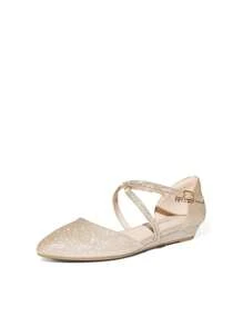 Women's Flats Shoes Slip-On Low Wedge Heeled Ankle Strap Pointed Toe Flats Shoes Dressy Comfortable Casual  Dress Business Office Working - 金色 - 查看 4