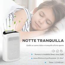 Purificatore d'Aria per Allergie con Filtro HEPA a Triplo Strato, 3 Velocità, Modalità Sonno, Timer, Area coperta 25-35m³, per Pollini, Odori, Fumo, Polvere - Bianco - Visualizzare 5