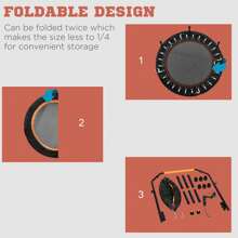 HOMCOM 40" Foldable Mini Trampoline Fitness Trampoline Rebounder For Adults W/ Adjustable Foam Handle, For Indoors, Outdoors, Cardio Training - Black - View 4