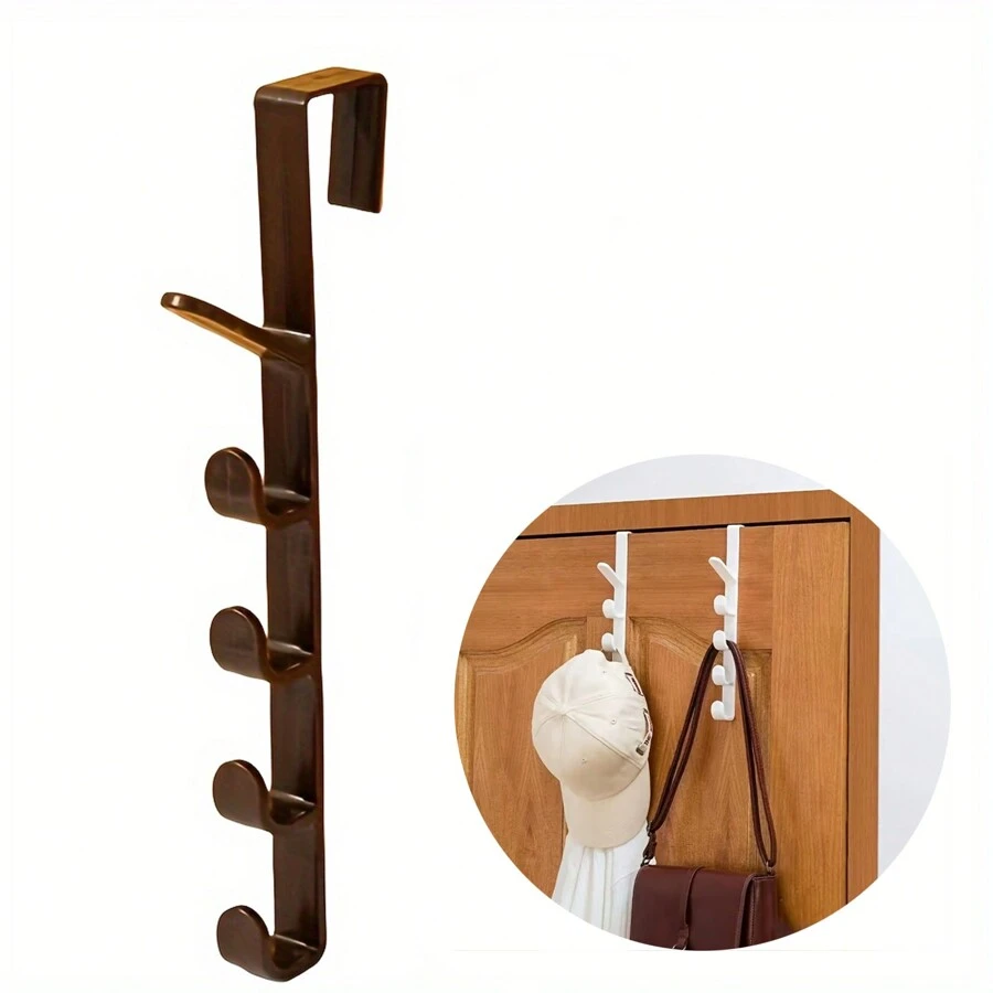 1 個掛鉤,用於在門上掛衣服和帽子,多功能後門掛鉤,用於在更衣室/浴室掛外套、衣架、帽子、毛巾、背包、浴袍,無需打孔 - 咖啡棕 - 查看 1