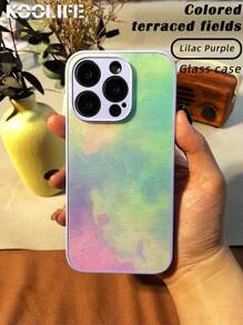 KOOLIFE Glass Pattern Phone Case, Glass + Anti-Liquid TPU, Paint Texture, Anti-Drop Phone Protective Case, Full Coverage, Compatible With IPhone 12/12 Pro/12 Pro Max/13/13 Pro/13 Pro Max/14/14 Pro/14 Plus/14 Pro Max/15/15 Pro/15 Plus/15 Pro Max - BL0087#Color Terraced Liquid Lilac Purple - View 1