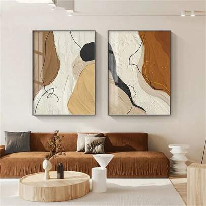 2pcs Abstract Colorful Paint Canvas Painting Nordic Print Poster Wall Paintings For Living Room Aesthetic Room Decor Wall Art Picture ,  No Frame