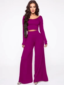 Conjunto Sexy ajustado dos piezas de moda - Púrpura malva - Ver 1