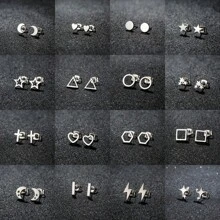 1 Pair New Stainless Steel Geometric  Stud Earrings For Women Everyday Tiny Moon Star Earrings Birthday Gift Jewelry