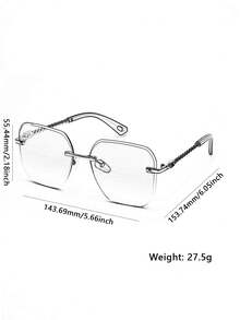 1 chiếc kính mát thời trang cỡ lớn Rimelss cắt đá thời trang ngoài trời gọng kính kiểu xích cho cuộc sống hàng ngày - Vàng - Xem 5