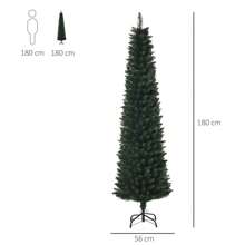 HOMCOM Albero di Natale Artificiale Alto 180cm con Base Pieghevole, 380 Rami, in PVC e Metallo, Verde
