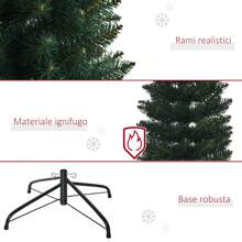 HOMCOM Albero di Natale Artificiale Alto 180cm con Base Pieghevole, 380 Rami, in PVC e Metallo, Verde