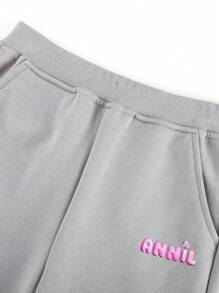 Annil Kinder Lässig Sport Weich und Bequem Jogginghose mit Gummibund für Tween-Mädchen Grau