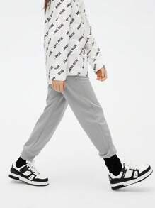 Annil Kinder Lässig Sport Weich und Bequem Jogginghose mit Gummibund für Tween-Mädchen Grau