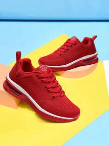 Men's Fashion Breathable Sports Fly Knitting Casual Shoes - Đỏ - Xem 3