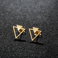 1 Pair New Stainless Steel Geometric  Stud Earrings For Women Everyday Tiny Moon Star Earrings Birthday Gift Jewelry