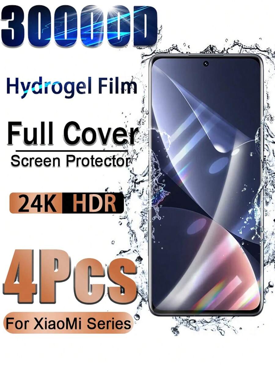4 件全覆盖水凝胶膜适用于小米 14 13 Ultra 12 11 10 9 9T CC9 12T Pro 12S 12X 11Lite 10pro 10S 10T 10TPRO 10Tlite Civi 3 2 Mix4 BlackShark 4 4PRO 屏幕保护膜软膜