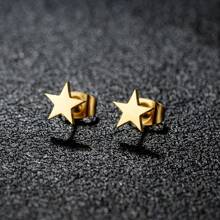 1 Pair New Stainless Steel Geometric  Stud Earrings For Women Everyday Tiny Moon Star Earrings Birthday Gift Jewelry