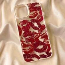 Funda para teléfono de acrílico con labios rojos, compatible con Apple 12 Mini/13 Mini/14/15 Plus/7P/11 Pro, adecuado para parejas