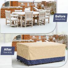 Patio 90''x50'' Dining Set Cover Rectangle Table Chair Waterproof Handle Air Vent - Beige - View 8