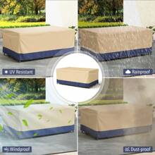 Patio 90''x50'' Dining Set Cover Rectangle Table Chair Waterproof Handle Air Vent - Beige - View 7