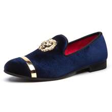 Men's Rhinestone Sparkling Suede Dress Shoes Loafer Classic Designer Moccasins - 藍色 - 查看 1