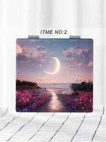 1入摺疊式,輕量級,超薄型妝台鏡,經典星系和海洋設計,適用於所有場合,適用於所有年齡層 - 彩色 - 查看 24