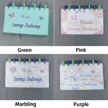 1pc 52 Weeks Money Saving Challenge Binder Envelopes Kit, Fun Budget Binder Book Organizer With Cash Envelopes For 52 Weeks Cash Stuffing, Budgeting, Money Saving Box Replacement - Multicolor - View 6