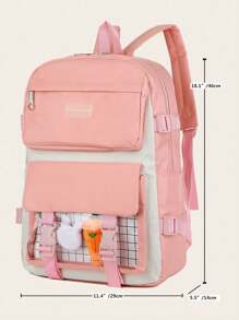 5pcs Kids Fashion Versatile Campus Big Capacity Backpack Set (Accessories Randomly Included) - Pink - View 4