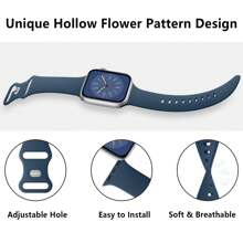 4条兼容表带，柔软硅胶运动表带，适用于 Series Ultra/Ultra 2、10/9/8/7/6/5/4/3/2/1 SE，尺寸：38mm/40mm/41mm/42mm/44mm/45mm/46mm/49mm，男女皆宜