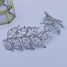 1入精品婚禮雙層頭飾,鑲嵌鉆石葉子裝飾,皇家婚禮必備 - 銀色 - 查看 3