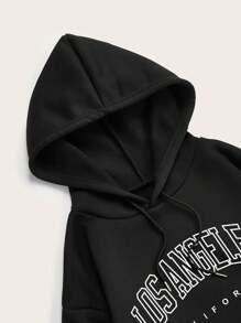 Sudadera los angeles con estampado de letra con forro térmico - Negro - Ver 2