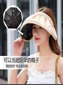 1 PIEZA SOMBRERO DE VERANO PARA MUJER PLEGABLE PARA VIAJE BUENO - Beis - Ver 8