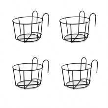 1/2/4/6 Pieces Installed Balcony Flower Rack With Bottom Bracket, Hanging Green Flower Pot Hanger, Iron Art Guard Railing Windowsill Iron Art Flower Rack With Bottom Bracket